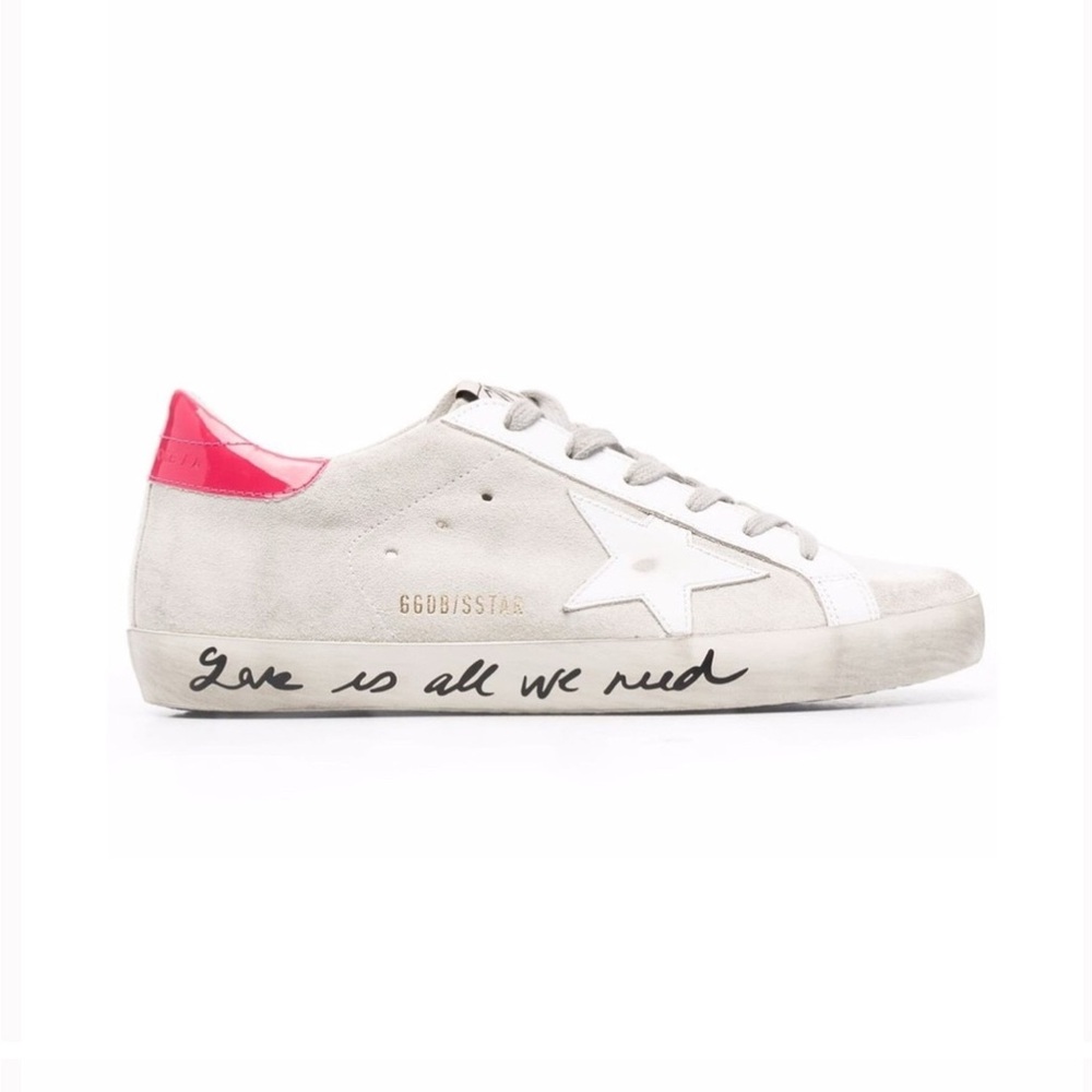 Golden Goose Gray and Pink Star Sneakers
